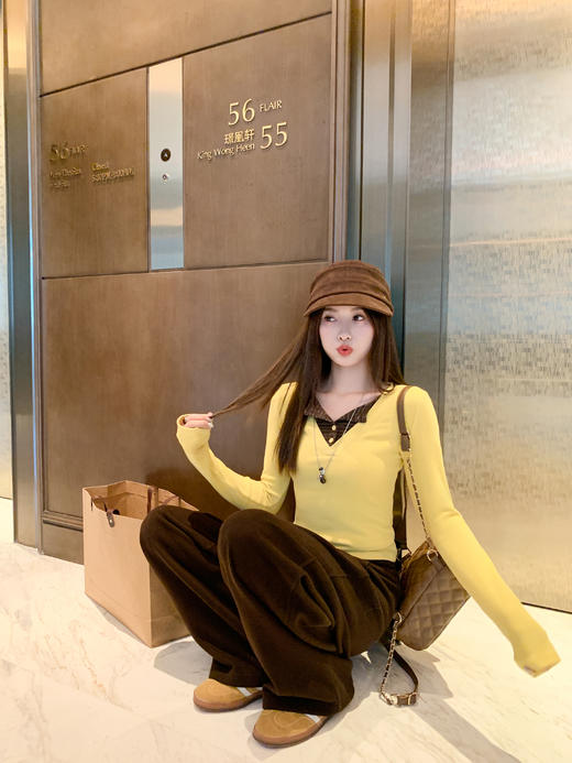 <曾小咸推荐> 现货秒杀！微信超特价！假两件黄色长袖t恤 日常129.99 立减70 秒杀59.99！ 商品图7