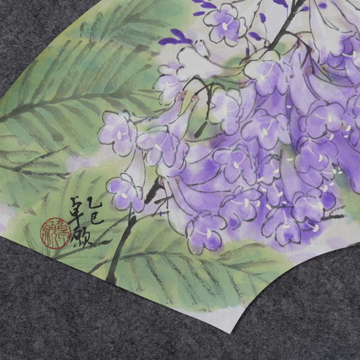 卓愿《紫风铃》33x66CM 手绘纸本宣纸国画作品 商品图1