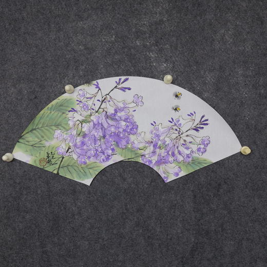 卓愿《紫风铃》33x66CM 手绘纸本宣纸国画作品 商品图5