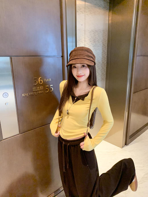 <曾小咸推荐> 现货秒杀！微信超特价！假两件黄色长袖t恤 日常129.99 立减70 秒杀59.99！ 商品图6