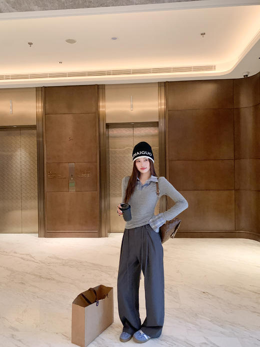 <曾小咸推荐> 现货秒杀！微信超特价！灰色格子翻领t恤假两件 日常159.99 立减90 秒杀69.99！ 商品图5