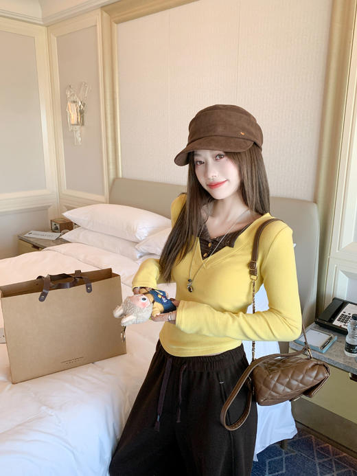 <曾小咸推荐> 现货秒杀！微信超特价！假两件黄色长袖t恤 日常129.99 立减70 秒杀59.99！ 商品图12