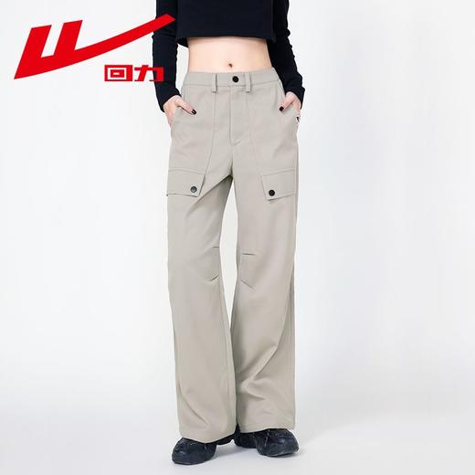 回力工装裤女2024春秋新款直筒宽松休闲阔腿裤百搭设计感西装长裤 商品图5