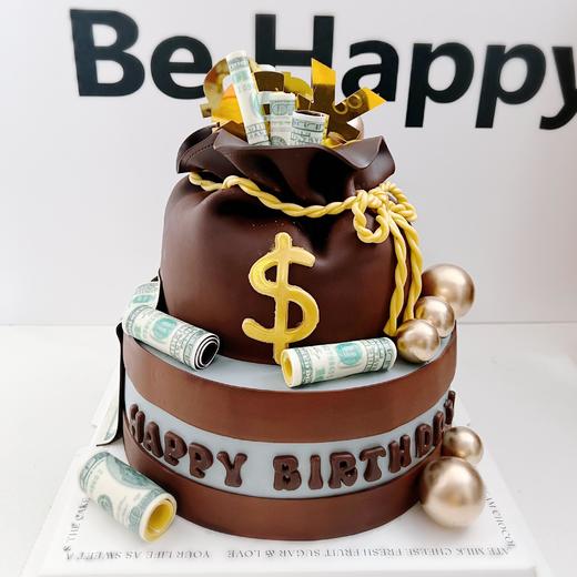 【甜久荟 财富满袋~翻糖巧克力蛋糕】没有人不爱巧克力系列 巧克力蛋糕胚 配上咖啡或红酒或茶都相得益彰 纯动物鲜奶蛋糕 天然可可  不齁不腻 商品图0