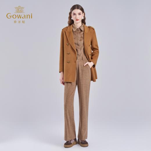 乔万尼2025冬新品宽松柔软100%绵羊毛翻领经典衬衫打底ED4B737 商品图3