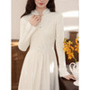 鹿向南「雪松奶贝」新中式国风长袖针织连衣裙女秋冬收腰杏色长裙 商品缩略图4
