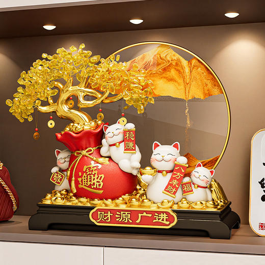 财源广进招财猫发财树摆件 新中式客厅店铺装饰品礼品 元旦新年春节礼物 商品图2