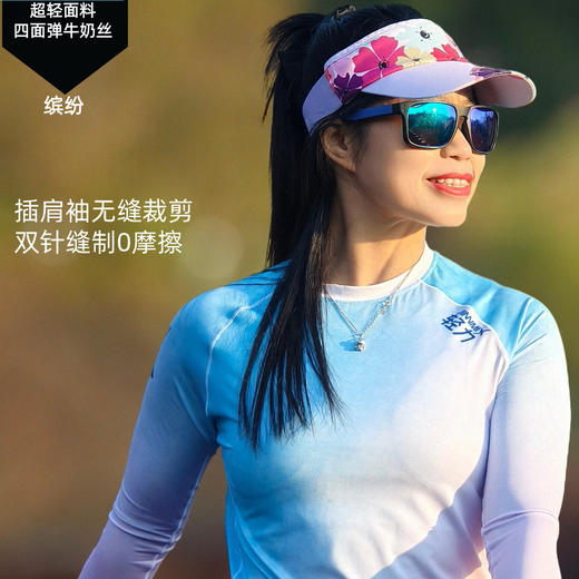 缤纷超轻透气速干加长护腕手表孔修身跑步运动长袖女 商品图2