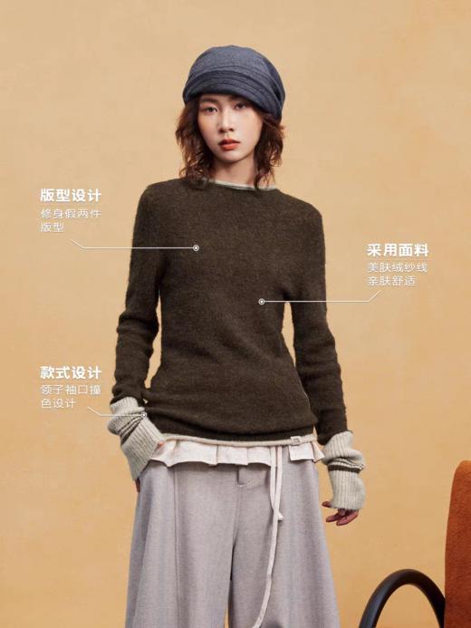 马得工地/MDGDMY14838/撞色假两件套头毛织打底 商品图1