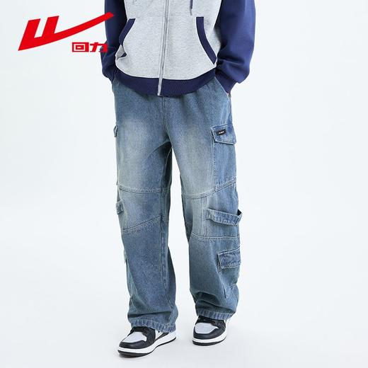 回力工装牛仔裤男2025春秋新款美式高街阔腿休闲裤宽松直筒长裤子 商品图7