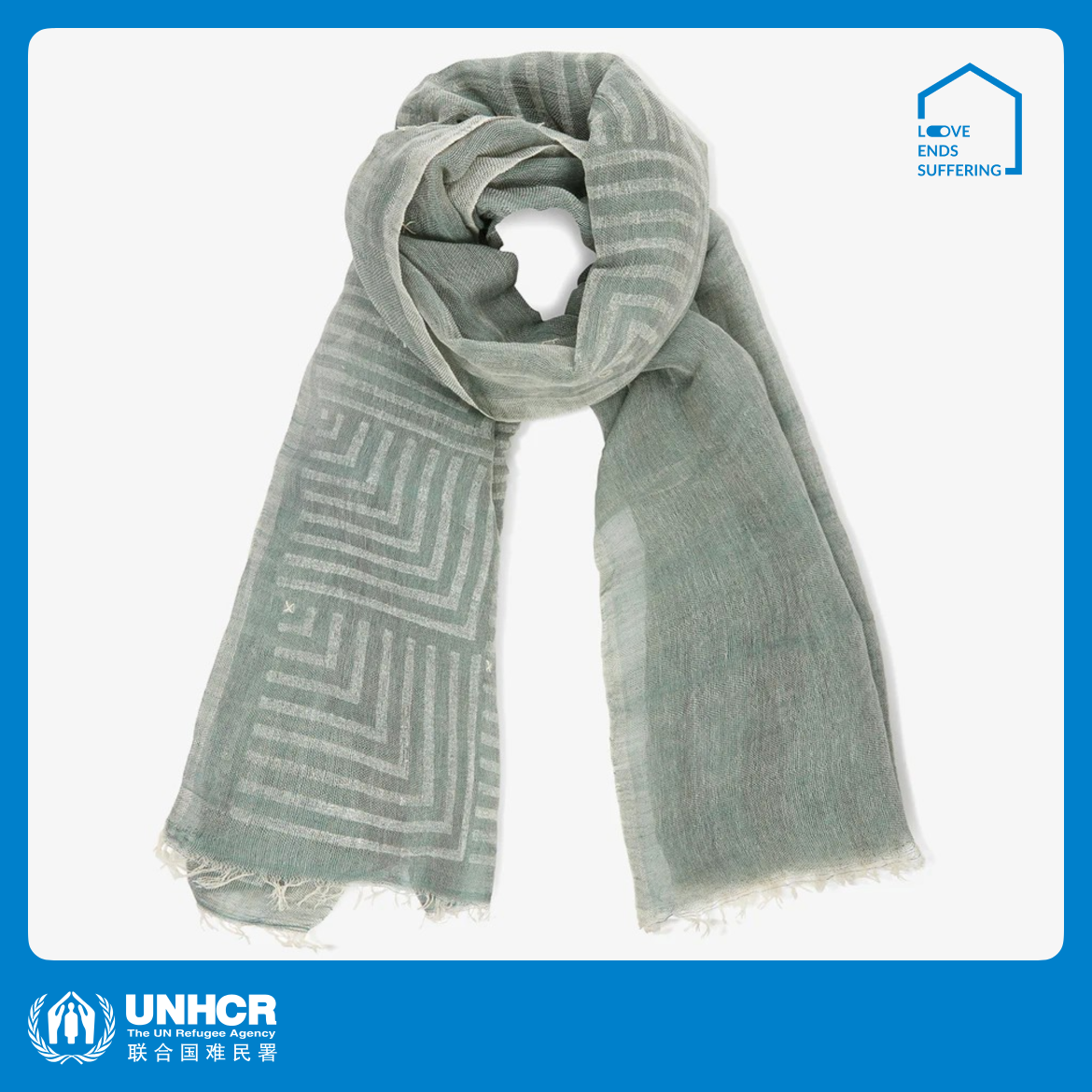 心艺手作：橄榄绿印花围巾 Olive Green Block Printed Scarf