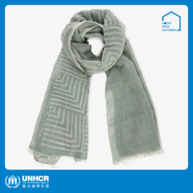 心艺手作：橄榄绿印花围巾 Olive Green Block Printed Scarf