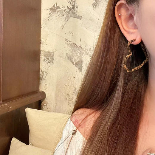 复古港风植绒豹纹爱心耳环时髦独特耳饰-纪念日百货门店同款167750313 商品图1