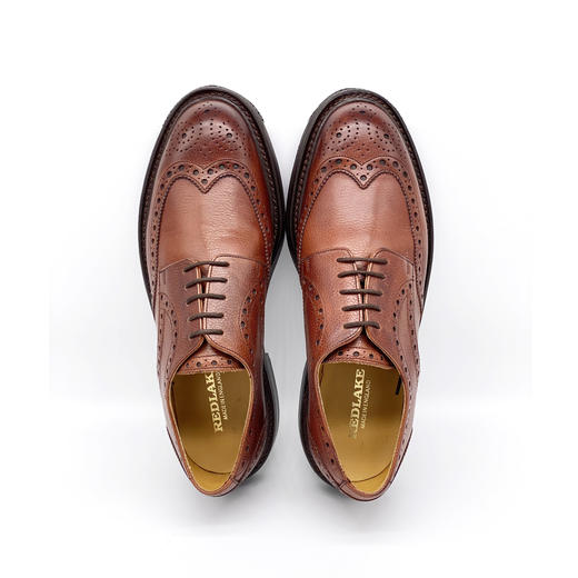 断码特价英码8.5（42.5码）——英国原产翼型雕花布洛克男士德比正装鞋Doddington 道丁顿-全粒面红棕色小牛皮 商品图7