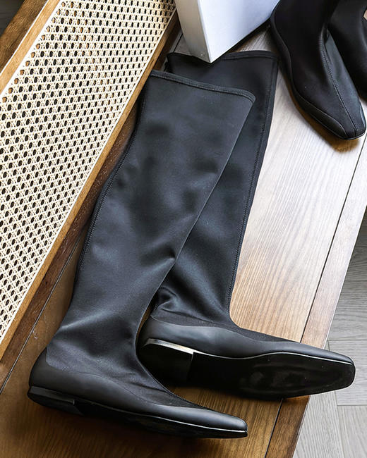 现货 THS-限时 row家 女士 秋冬袜子靴 方头超模气场 极简方头袜靴 长靴 短靴 BZ1276 商品图4