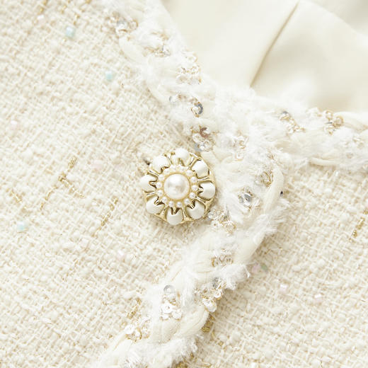 「高货wl」全新升级【铂金会员560/天猫759/差价199】(99354)洛诗琳2025立体钉珠编织粗花呢外套小香风背心裙两件套女 商品图4