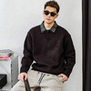 徐太浪【cleanfit 休闲风】假两件翻领毛衣男秋冬款大码黑色上衣 商品缩略图1