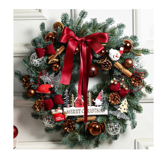 【时尚独特的设计❗️点亮你的圣诞夜】圣诞节装饰品创意圣诞花环门挂藤条橱窗氛围场景布置圣诞树挂件。ja 商品图4