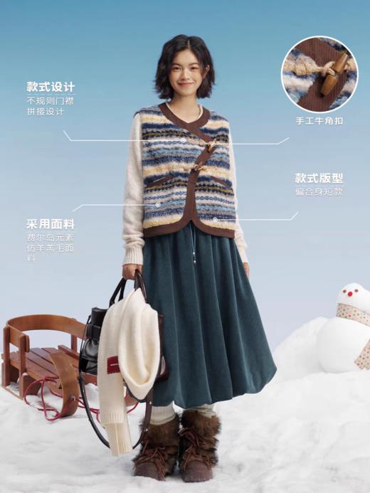 马得工地/MDGDMJ141164/不规则门襟羊羔毛拼接马甲 商品图2