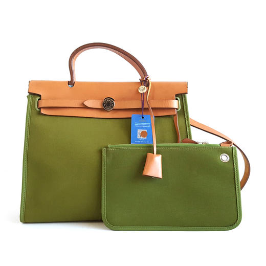 【9新】Hermes爱马仕绿色帆布Herbag 31手提单肩包女士171125PM02 商品图0
