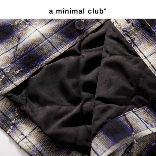 a minimal club美式高街100%棉格纹布棉服毛边菱格绗缝棉AM5APJ02 商品图4