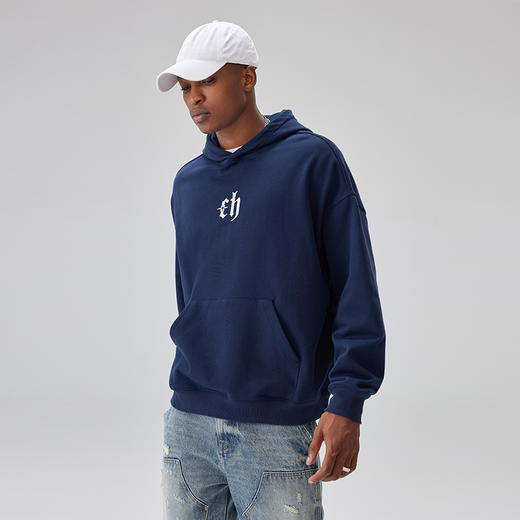 CHINISM CH字母印花连帽卫衣男秋冬美式潮牌高街水洗重磅帽衫 商品图3