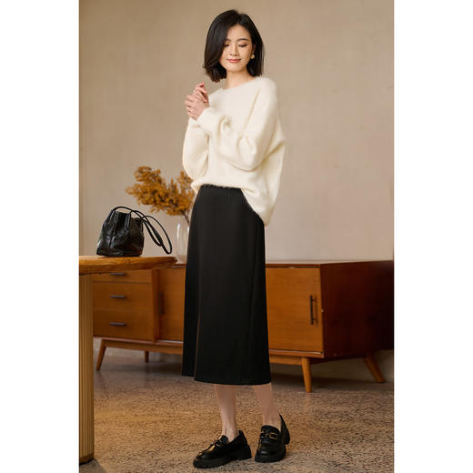 米思阳羊毛醋酸半身裙  完美长度 一条过冬 2025米思阳冬季新品优雅冬季百搭直筒半身裙5589 商品图3