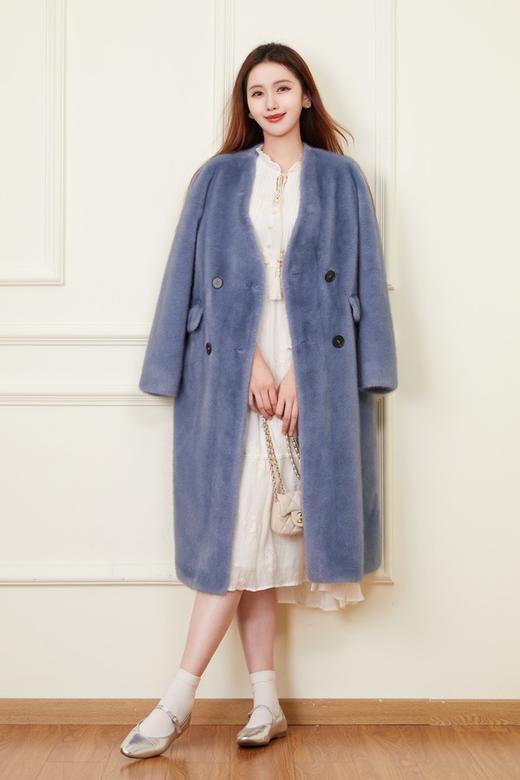 ELLA JADE 韩版宽松气质V领皮草大衣外套 21325 商品图0