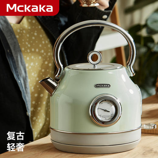 Mckaka复古烧水壶家用民宿酒店宾馆高端304不锈钢1.7升电热水壶 商品图7