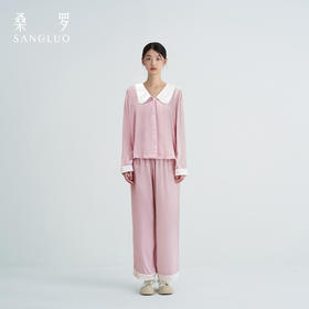 桑罗丝绒睡衣套装撞色显白女家居服可外穿
