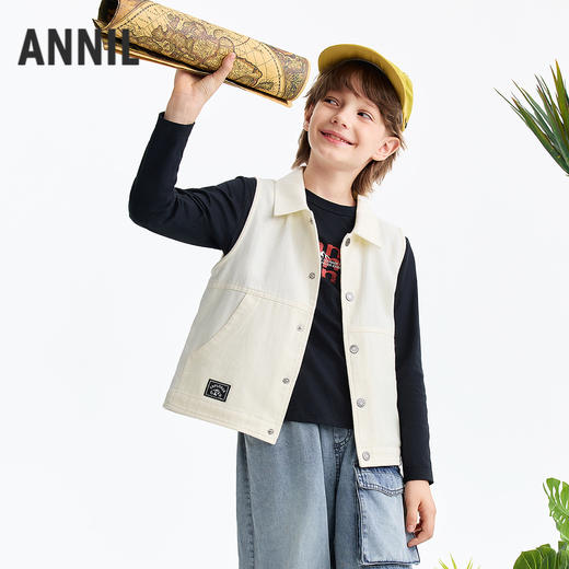 男女童翻领马夹春季新款安奈儿童装EM612562 商品图1