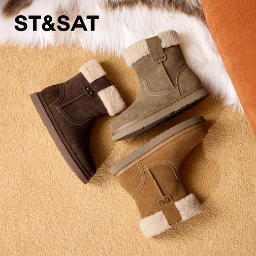 星期六复古工装风保暖雪地靴SSD4118CWW 商品图1