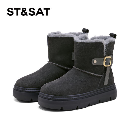 星期六复古扣带厚底加绒雪地靴SSD4118CY1 商品图8