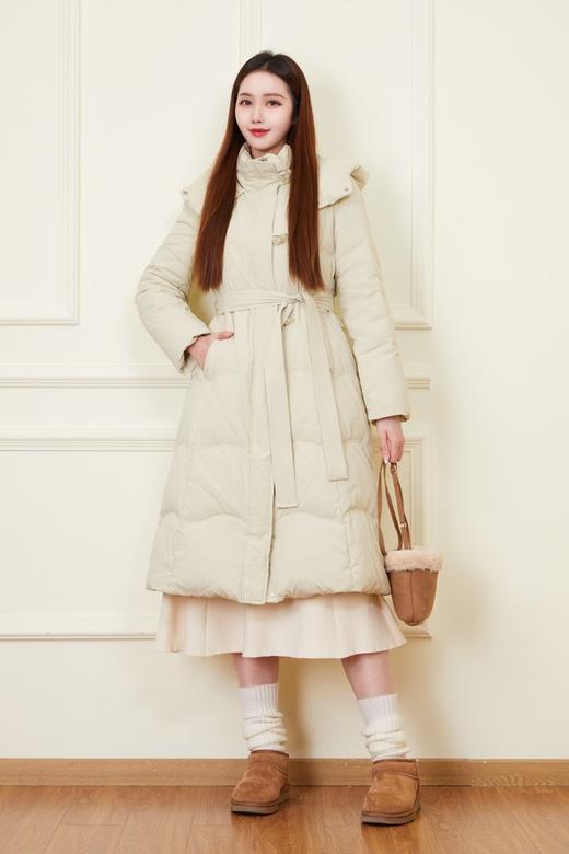 LNNNS 保暖系带收腰中长款连帽羽绒服外套 21607 商品图0