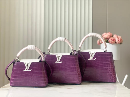 秋冬特惠💰1650 渠道级LV te级LV 全套包装 N93419/M48865紫拼色鳄鱼 此款珍贵的Capucines中号手袋 商品图9