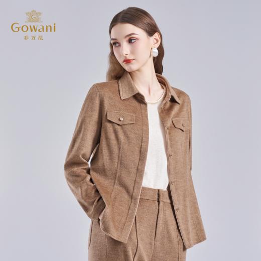 乔万尼2025冬新品宽松柔软100%绵羊毛翻领经典衬衫打底ED4B737 商品图2