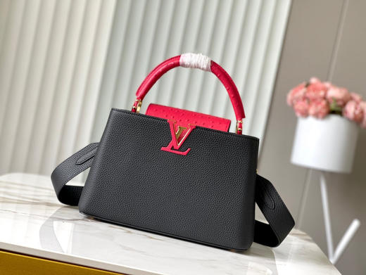 秋冬特惠💰1650 渠道级LV 新品 te级LV 全套包装 N82904/M48865黑拼红鸵鸟 本款 Capucines 手袋 商品图0