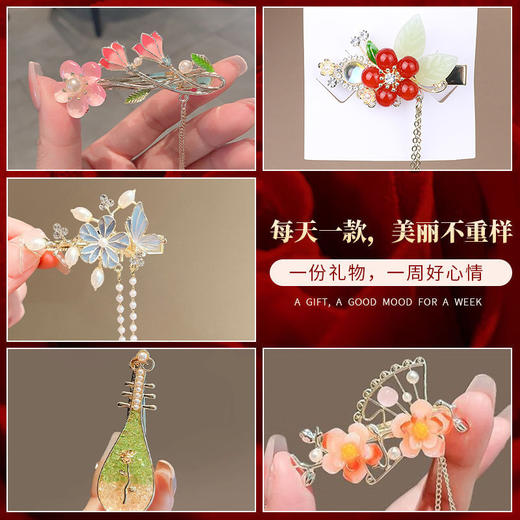 六鑫珠宝 玫瑰花发夹精致侧边刘海一字夹花朵发饰  商品图1