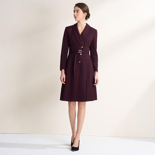 EITIE爱特爱新款通勤收腰西装领连衣裙6807513 商品图1