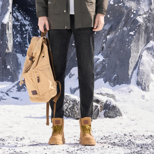 半身缘男裤 冬季高弹性透气复合绒毛底耐磨牛仔裤254201P10130097 商品图1