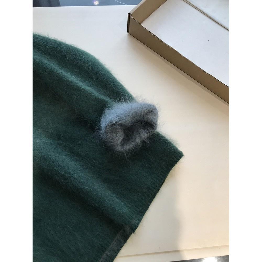 暗松绿！清冷又高级，体感绝了~2025羊绒羊毛拉绒双色针织毛衣！