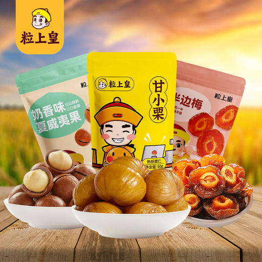 【粒上皇】零食小组合-甘栗仁半边梅夏威夷果休闲即食零食 高阶吃货组合248g B款-FN 商品图0