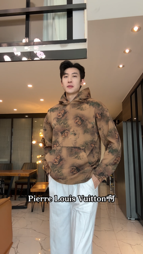 SDSA男士秋冬新款痞帅男装复古扎染树叶印花连帽卫衣百搭轻奢上衣