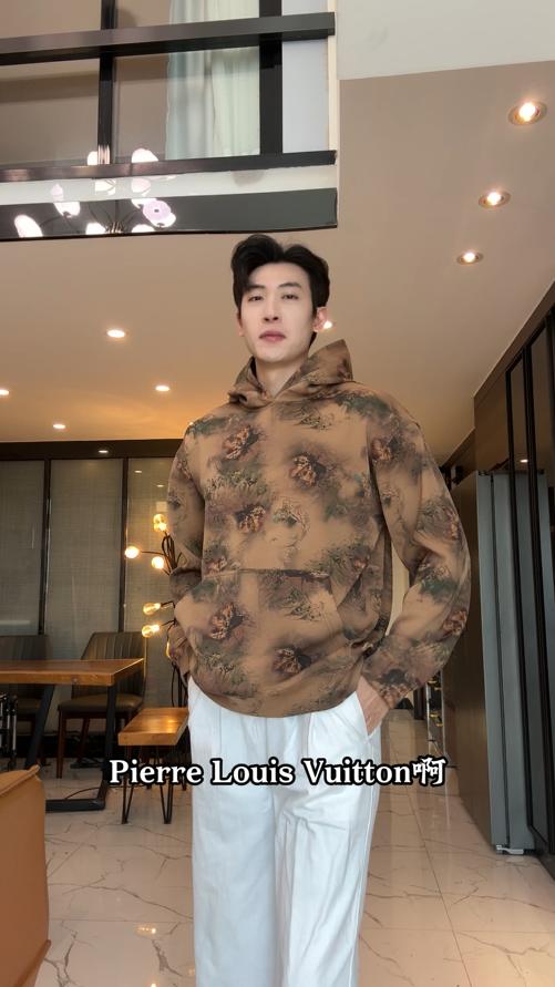 SDSA男士秋冬新款痞帅男装复古扎染树叶印花连帽卫衣百搭轻奢上衣 商品图0