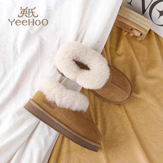 【暖冬鞋服丨YeeHoO英氏儿童冬季保暖雪地靴】加绒保暖内里，舒适御寒，宝宝出门玩雪也不会冻脚，加厚防撞鞋头，保护脚趾，经典的驼色和棕色两款可选，温柔又百搭，款式简约，通勤、旅游、休闲散步都能穿 商品图2