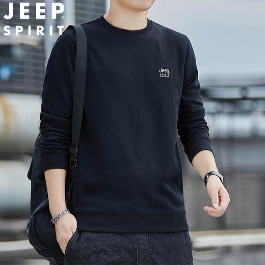 JEEP SPIRIT卫衣男秋季休闲宽松圆领长袖T恤男套头上衣纯棉HL2037 商品图0