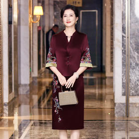 婚礼妈妈装醋酸礼服连衣裙女春夏新款高端婚宴喜婆婆两件套敬酒服