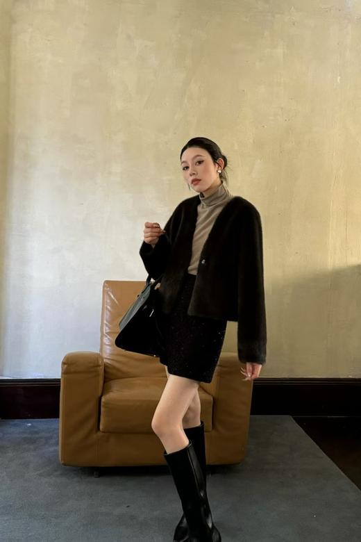 ELLA JADE 纯色高级感简约皮草毛绒外套 21316 商品图2