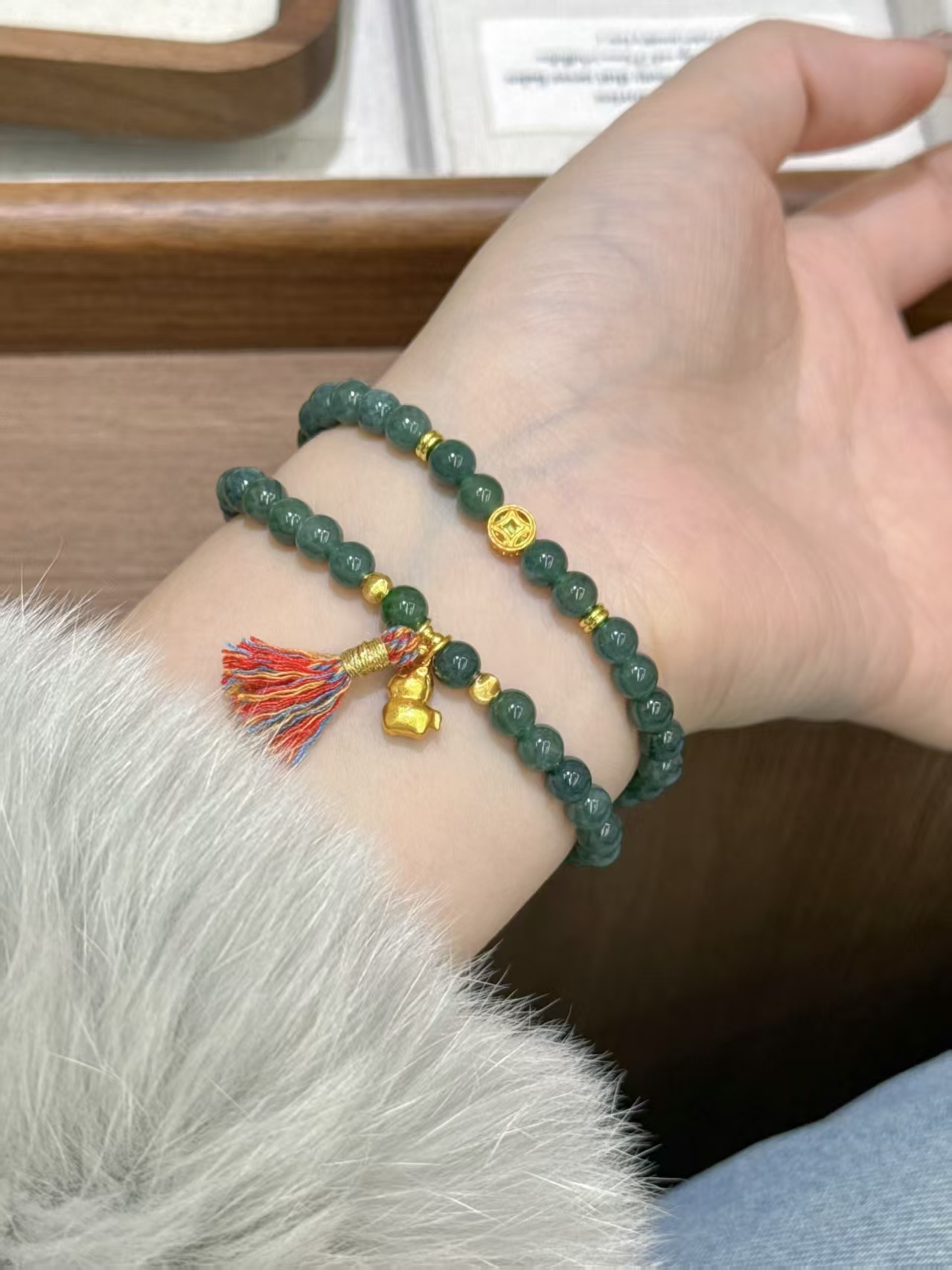 【上新秒杀】马上有钱 双圈蓝水翡翠手串6mm CF