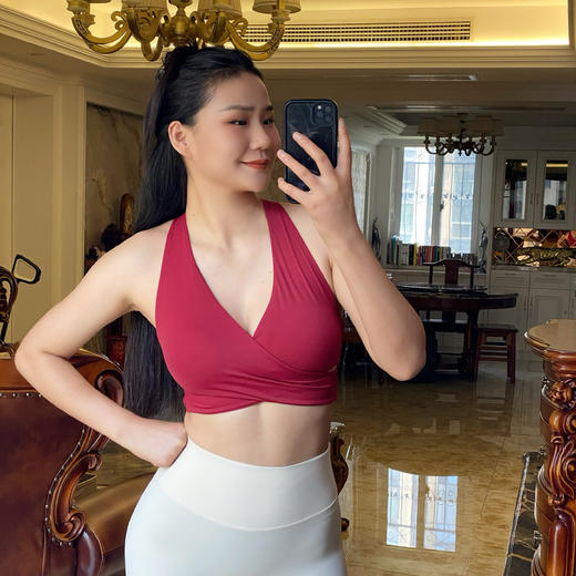 跃牌【海听系列】新款印花运动内衣女气质时尚瑜伽服挂脖美背背心上衣XC79 商品图3